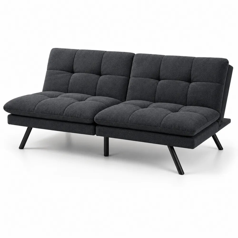 Zweisitzer Schlafsofa Stoff Metall Dunkelgrau