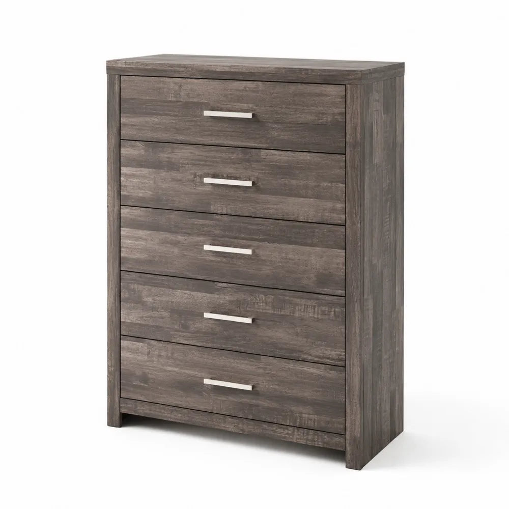 Kommode Holz Dunkelgrau 5 Schubladen 120x80x40 cm