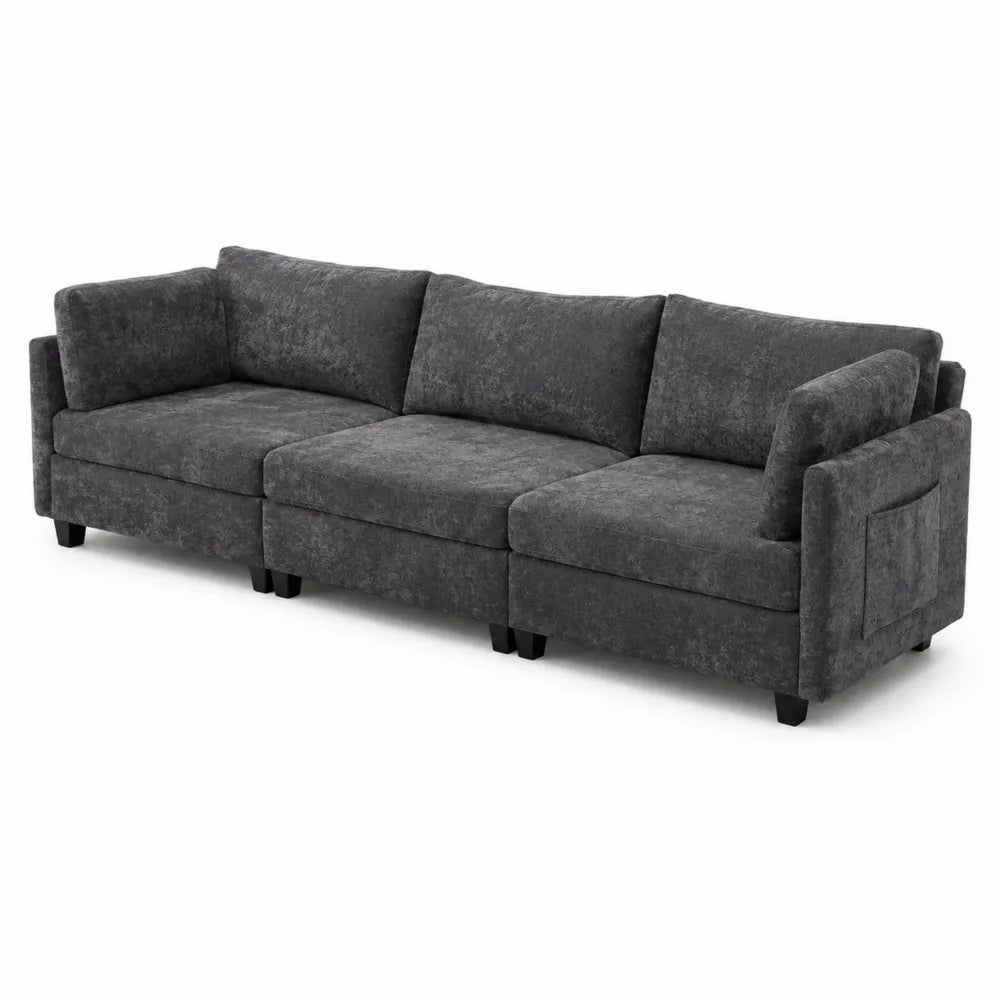 3-Sitzer Sofa Polyestergewebe Anthrazit