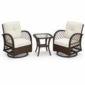 Rattan Gartenmöbel Set mit 2 Stühlen und Glastisch