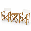 3-teiliges Gartenmöbel-Set aus Holz mit Klappstühlen und Tisch, Weiß
