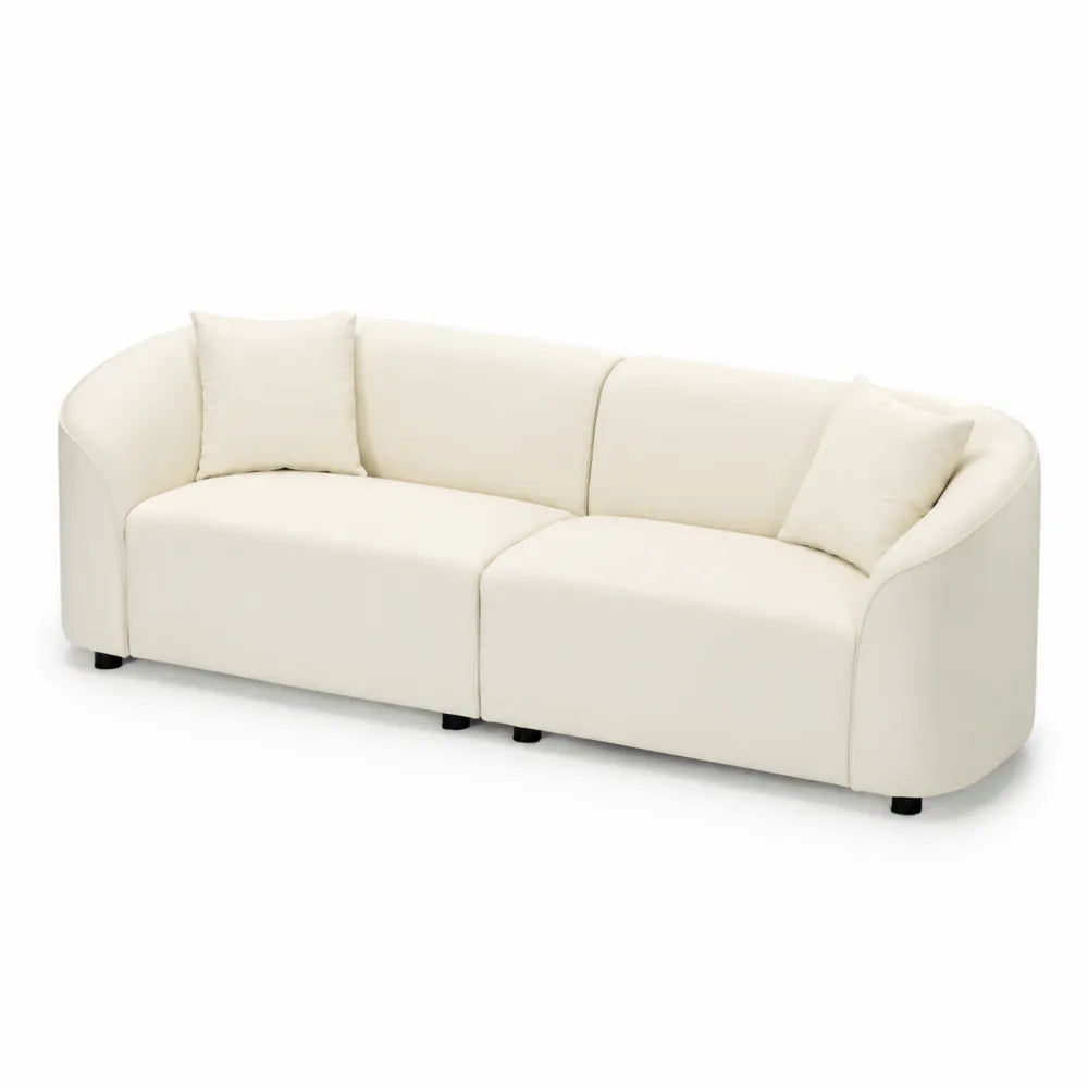 3-Sitzer Sofa aus Kunstleder Creme