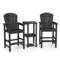 3-teiliges Gartenmöbel-Set in Schwarz aus Holz, inkl. Hochlehnerstühle und Beistelltisch