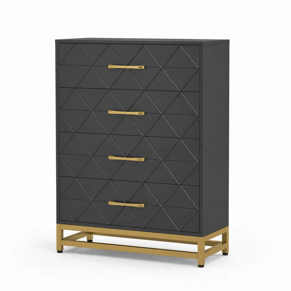 Kommode aus MDF und Metall Dunkelgrau 80x40x120cm